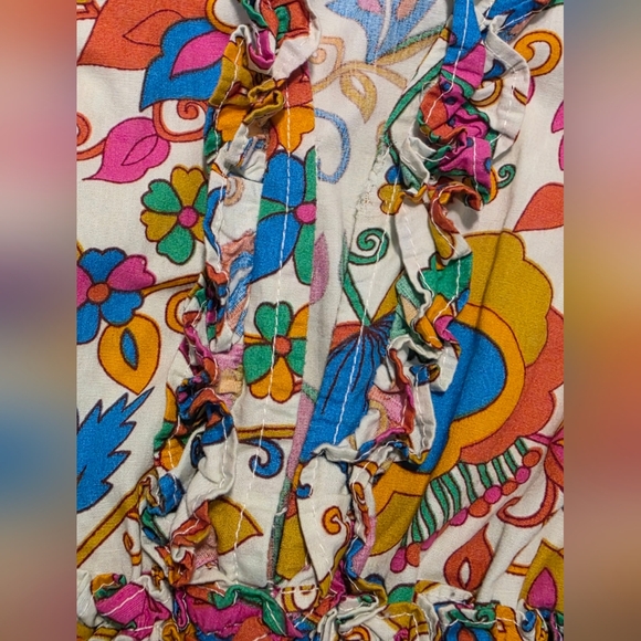 House Of Harlow 1960 Nicole Richie Floral Smocked Tiered Dress Size XSMALL - Picture 7 of 8